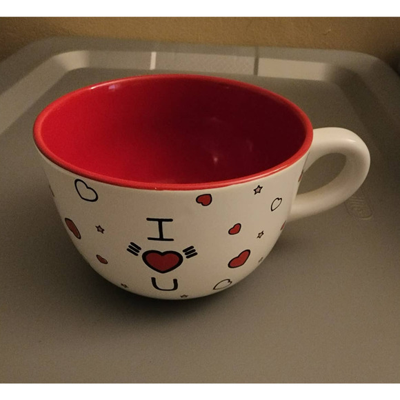 Disney Mickey & Minne " I Love U" Heart Pattern Large Mug. NWOT - Picture 2 of 5